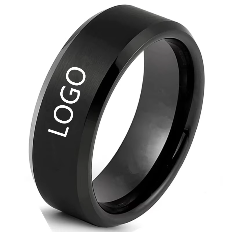 Titanium Steel Ring - Custom Logo Pattern Mens Ring Stainless