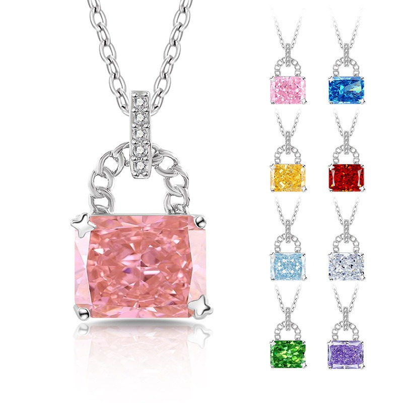 Crystal Choker Necklace - Sparkling Colorful High-carbon Diamond Handbag Lock