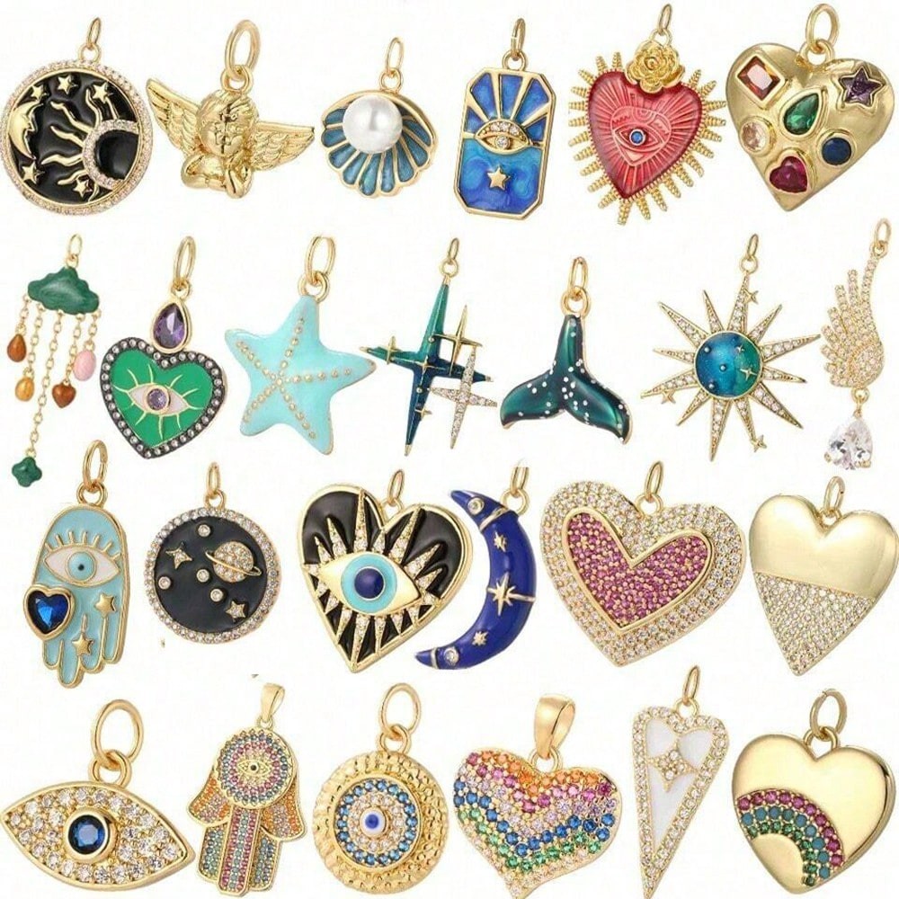 1PC Copper Zircon Plated heart - Moon Star Earrings review and price