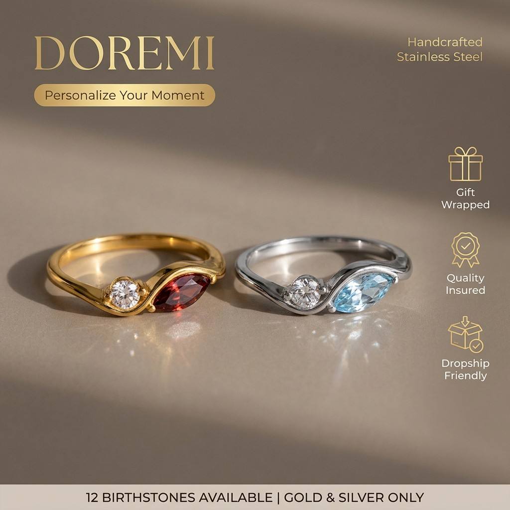 DOREMI Waterproof Tarnish Resi - Birthstone Ring Set review and price
