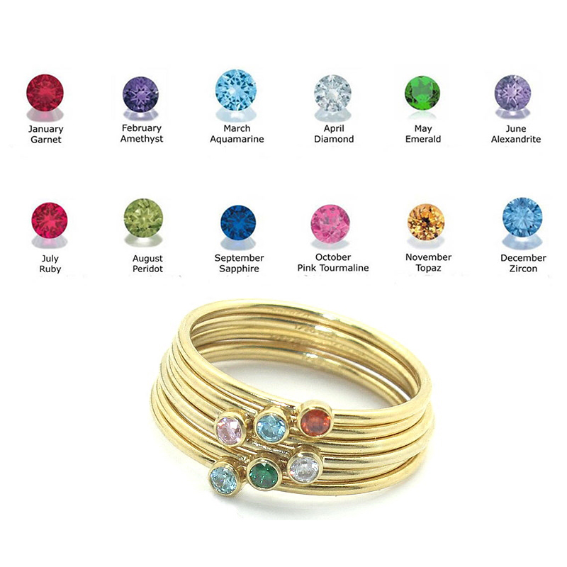 Birthstone Ring 14K gold fille - Birthstone Ring Set review and price