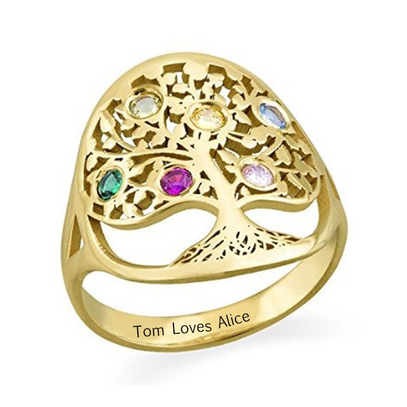 Amxiu Personalized Tree Ring w - Birthstone Ring Set review and price