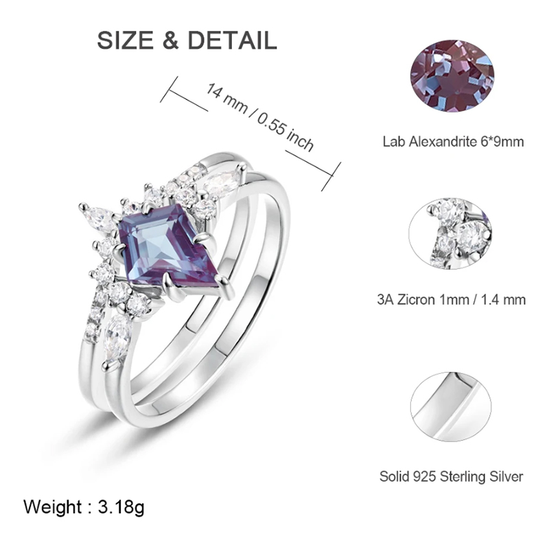 ALLNOEL Kite Cut 0.91ct Alexan - Birthstone Ring Set review and price