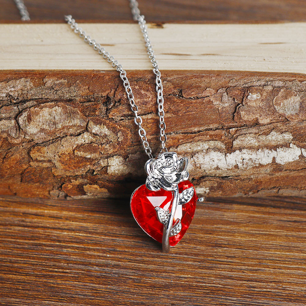 Dark Red Crystal Rose Flower P - Crystal Choker Necklace review and price