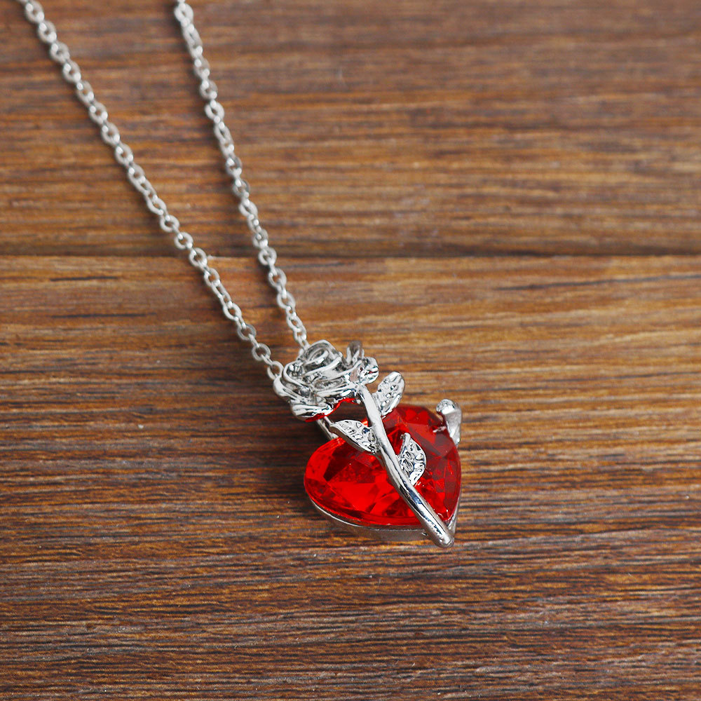 Dark Red Crystal Rose Flower P - Crystal Choker Necklace review and price