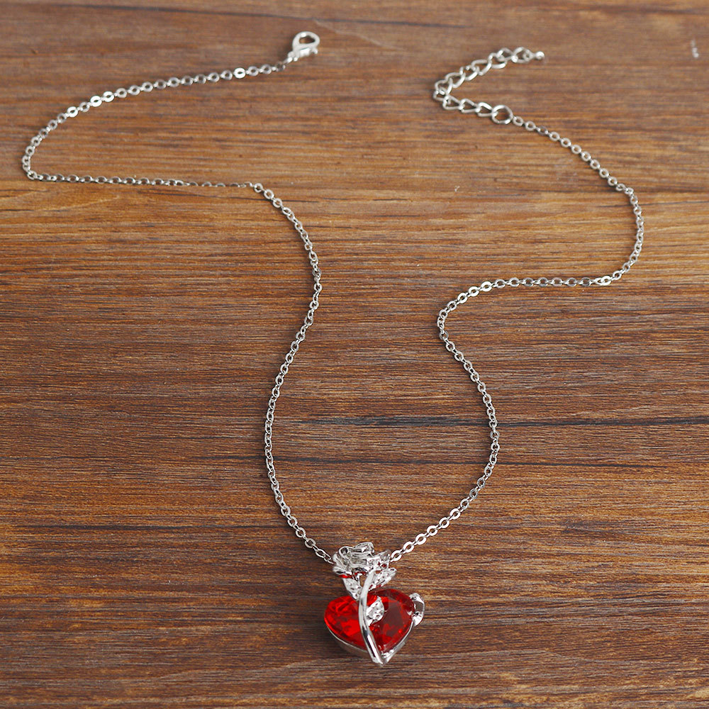Dark Red Crystal Rose Flower P - Crystal Choker Necklace review and price