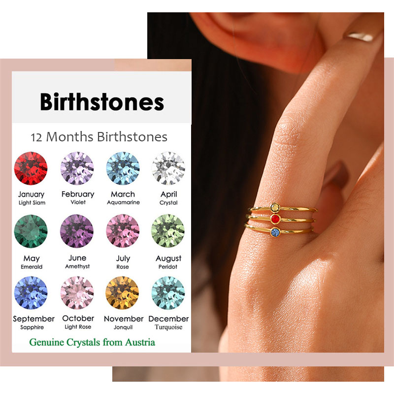 Stainless Steel Birthstone Rin - Birthstone Ring Set review and price