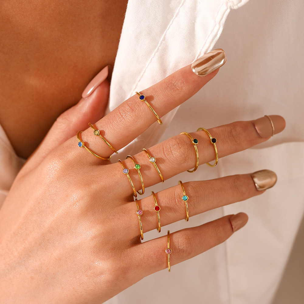Stainless Steel Birthstone Rin - Birthstone Ring Set review and price
