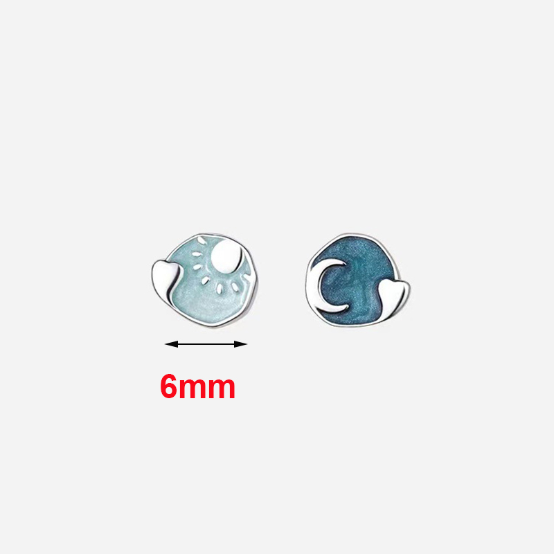 925 Silver Needle Enamel Moon  - Moon Star Earrings review and price