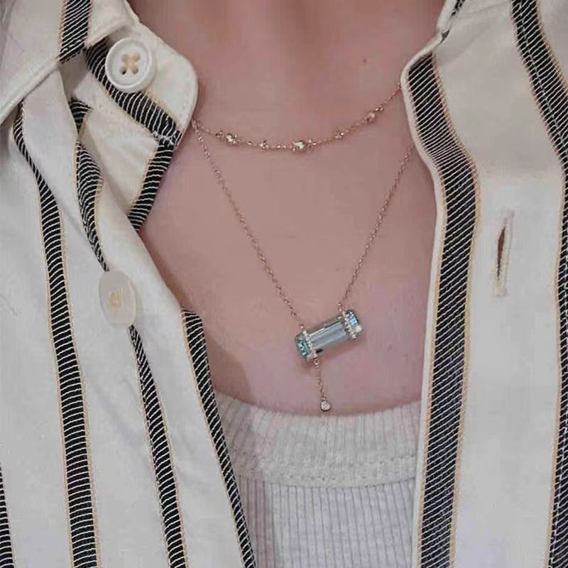 ice sugar cube blue aquamarine - Crystal Choker Necklace review and price