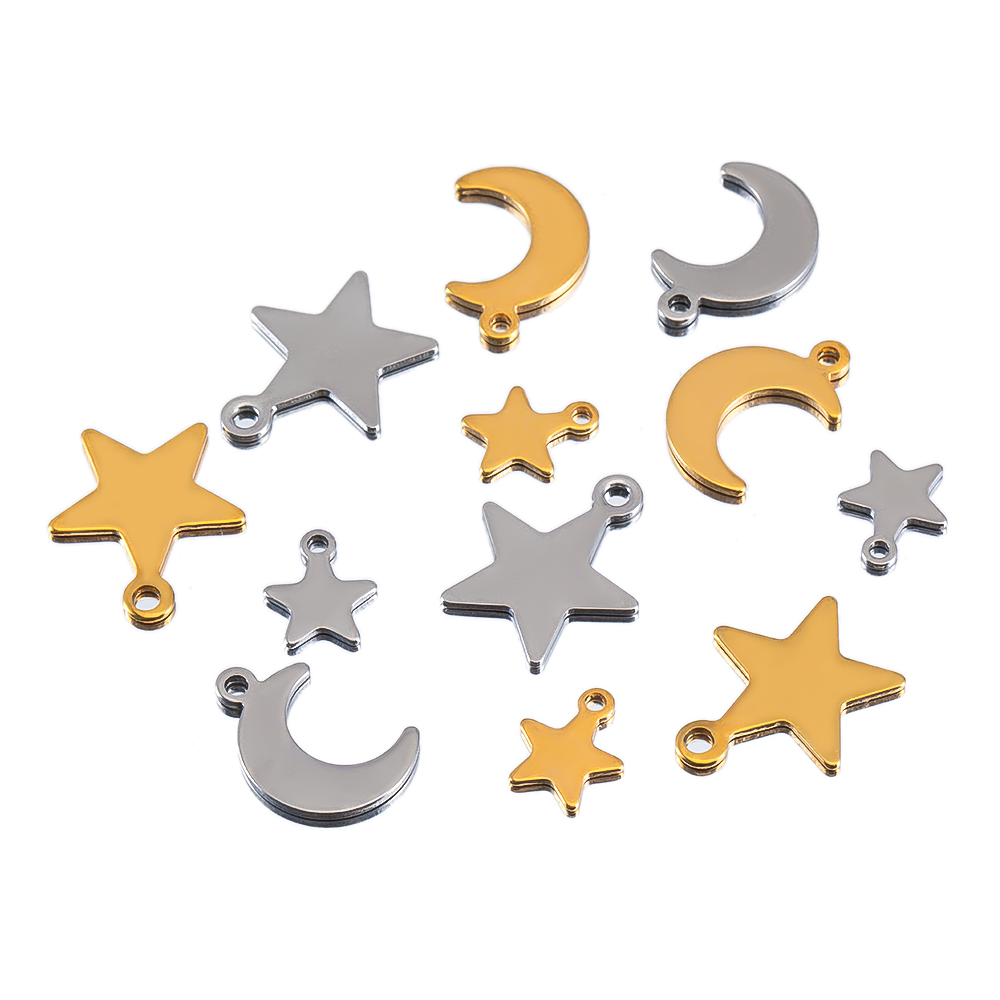 20pcs Stainless Steel Flat Sta - Moon Star Earrings review and price