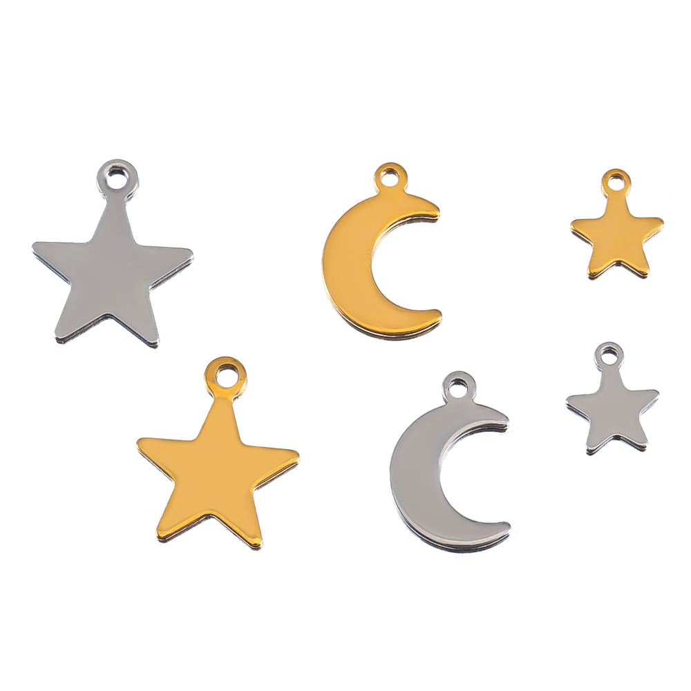 20pcs Stainless Steel Flat Sta - Moon Star Earrings review and price