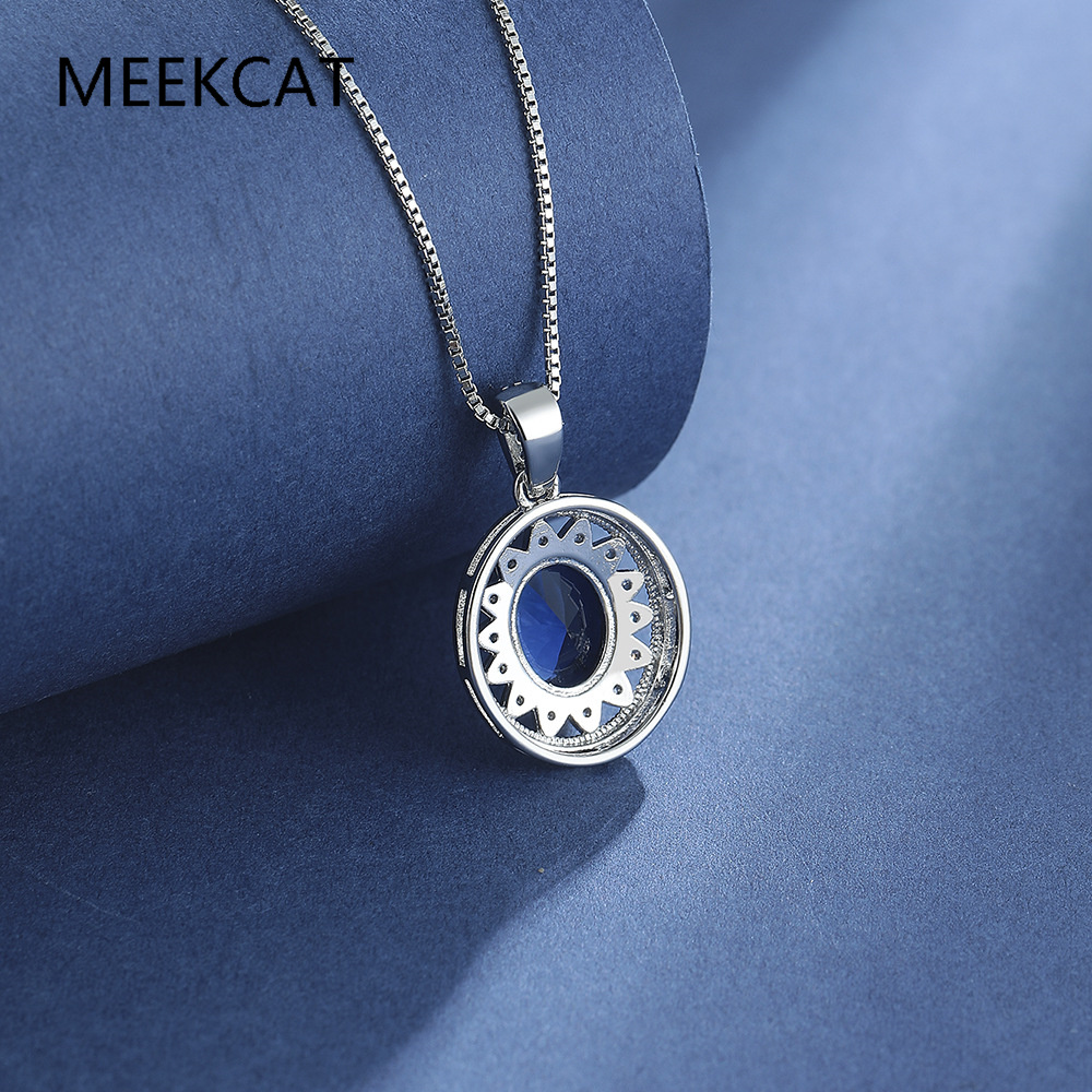Oval Cut Created Blue Sapphire - Crystal Choker Necklace review and price