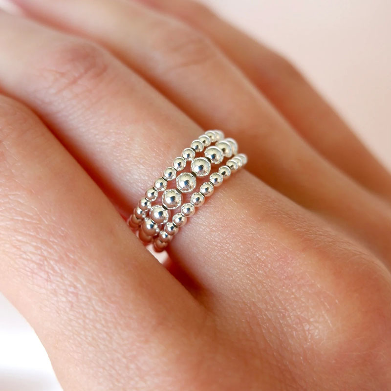 Crystal Ring Stackable  Bead   - Birthstone Ring Set review and price