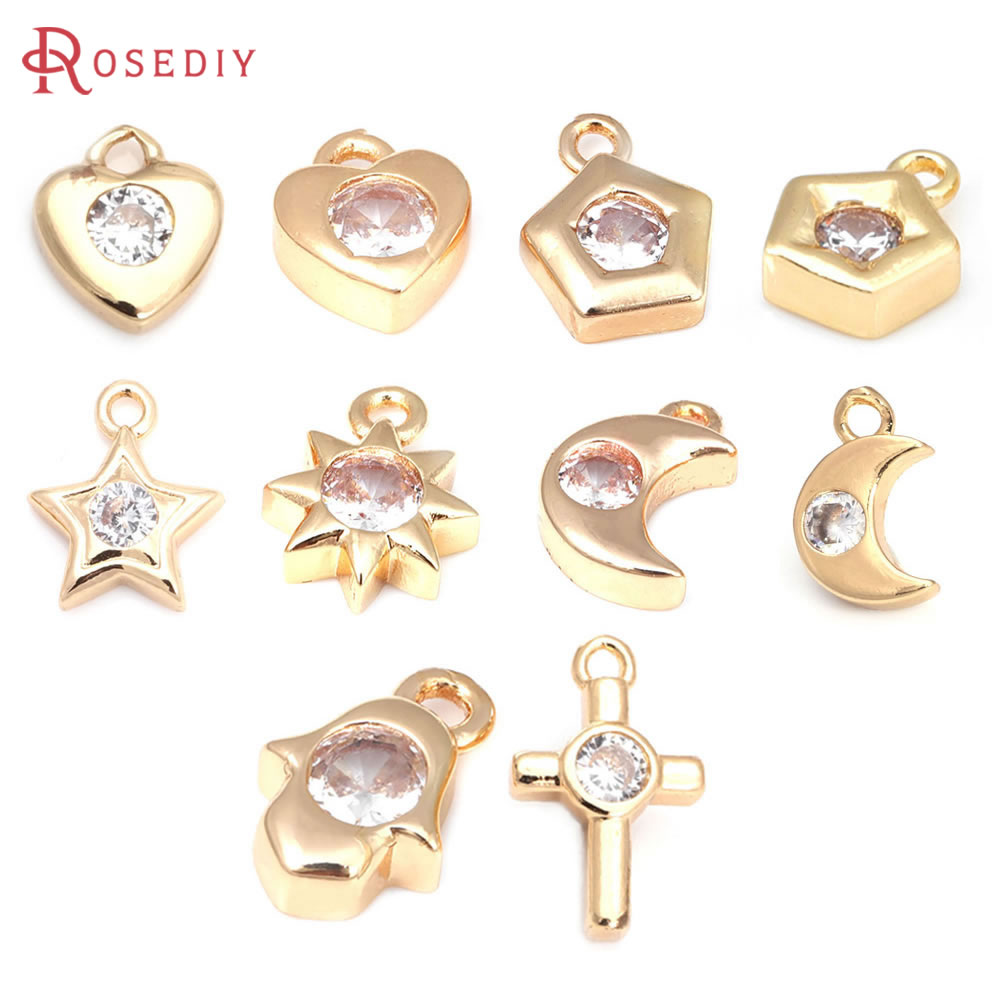 18K Gold Color Brass Zircon Cr - Moon Star Earrings review and price
