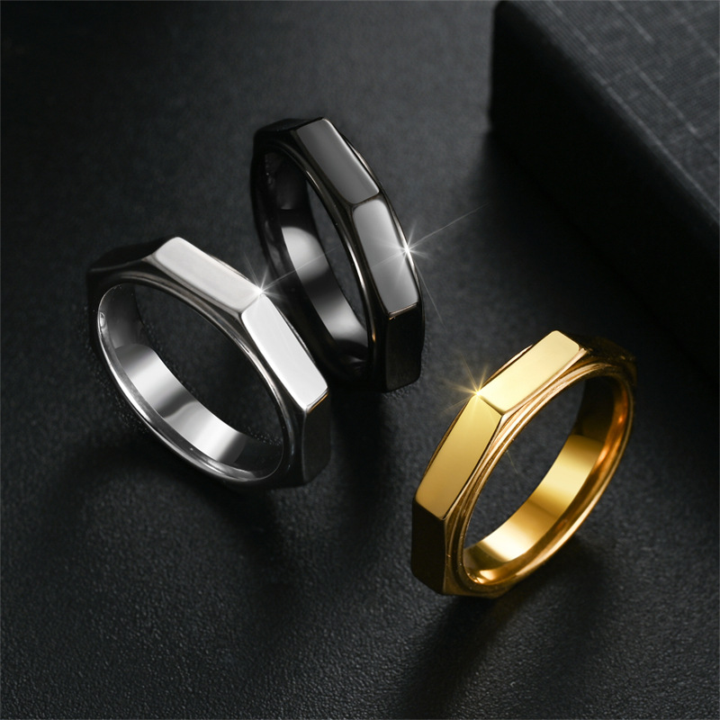 5MM Fashion Hexagon Titanium S - Titanium Steel Ring review and price