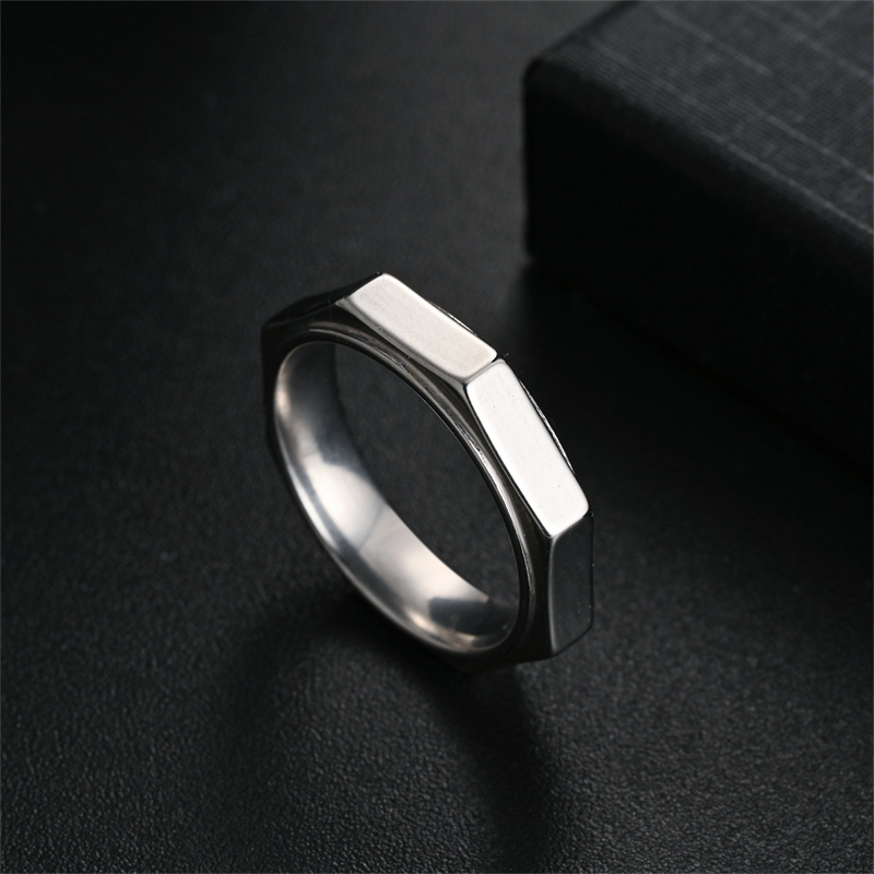 5MM Fashion Hexagon Titanium S - Titanium Steel Ring review and price