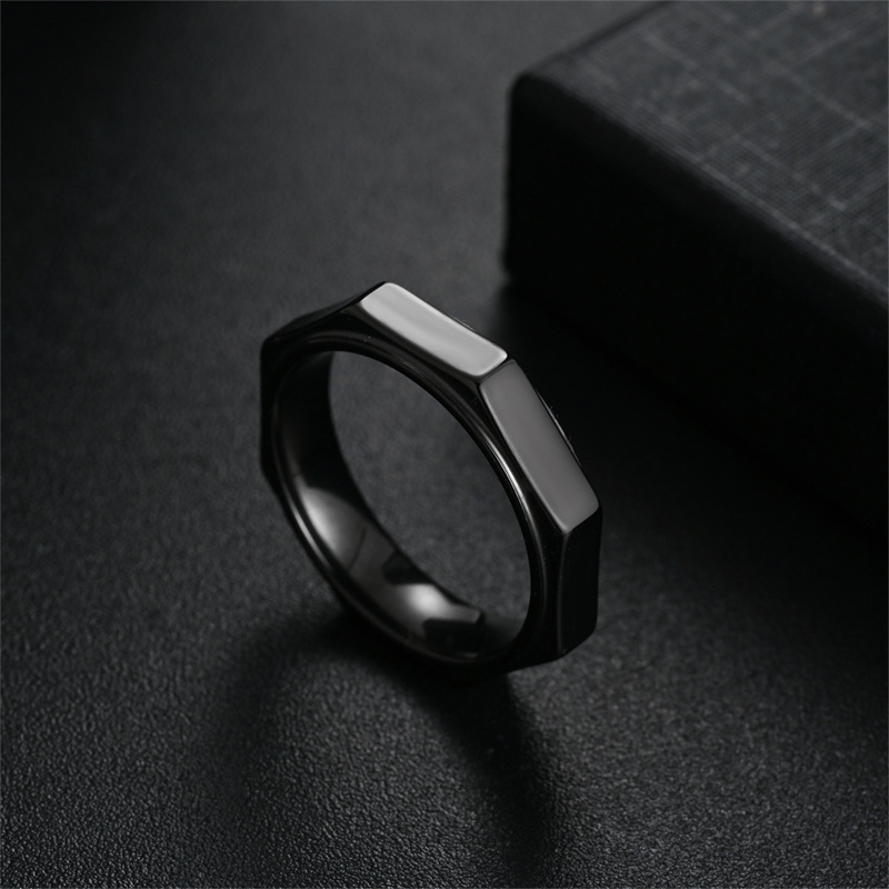 5MM Fashion Hexagon Titanium S - Titanium Steel Ring review and price